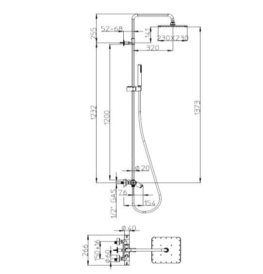 Bossini cosmo l10403.1.030 душевая система с термостатом - с функцией наполнения ванны хром