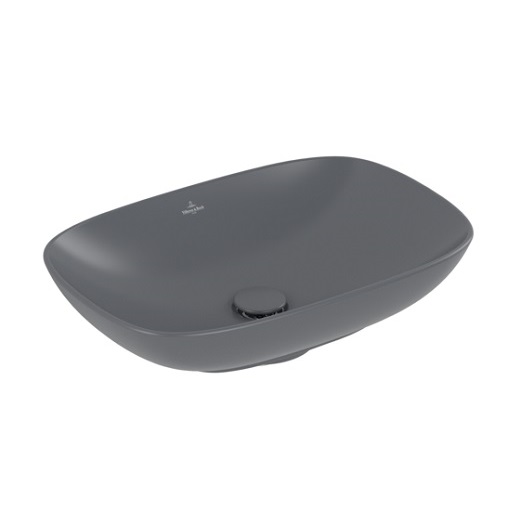 4A4901I4 Loop & Friends Раковина для установки на столешницу, 560 x 380 x 120 mm, Graphite CeramicPlus (графит), без перелива без донного клапана