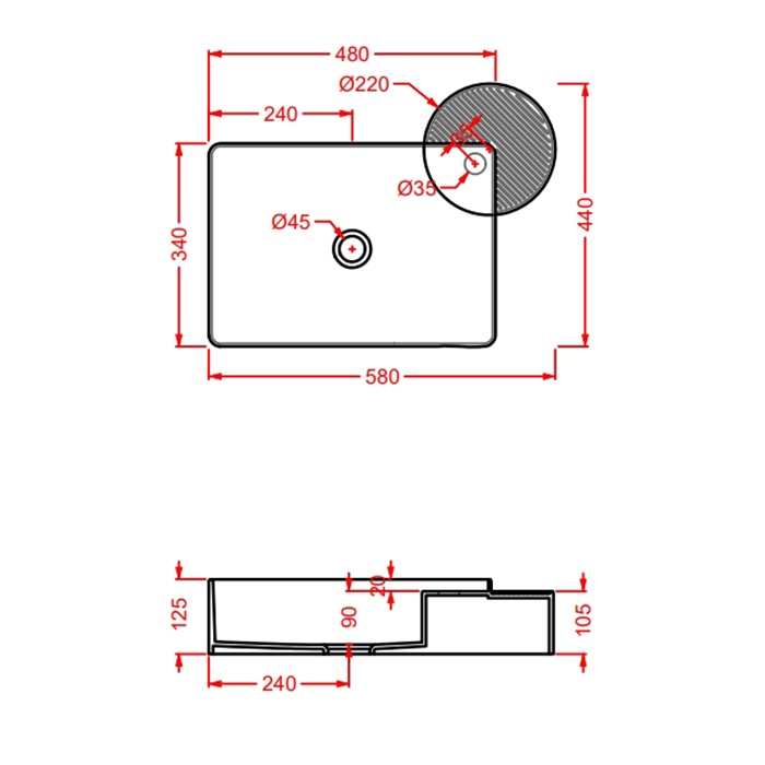Раковина накладная 125x580x440 зеленый матовый cartesio artceram