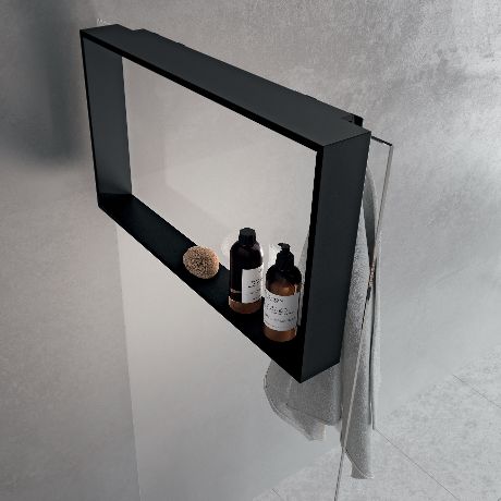 Полка с крючком 60x40 см novellini frame r90akfpo4070-h, цвет black matt Полка с крючком 60x40 см novellini frame r90akfpo4070-h, цвет black matt