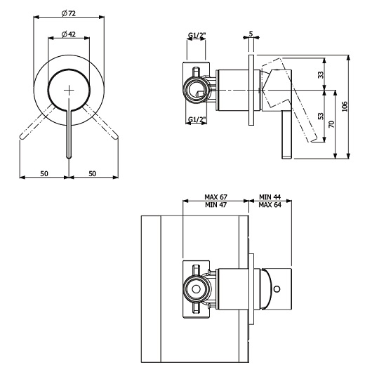 TVS106002000K5 Однорычажный смеситель скрытого монтажа черный матовый
