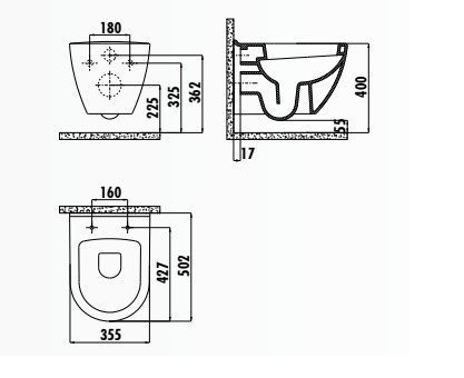 Creavit terra tp325-00sm00e-0000 унитаз-биде подвесной (чёрный матовый)
