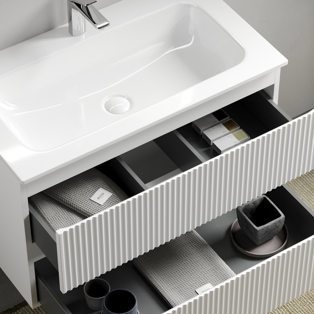 Тумба подвесная sancos snob r 790х445х500, c двумя ящиками оснащенными доводчиками, bianco, арт.snr80w