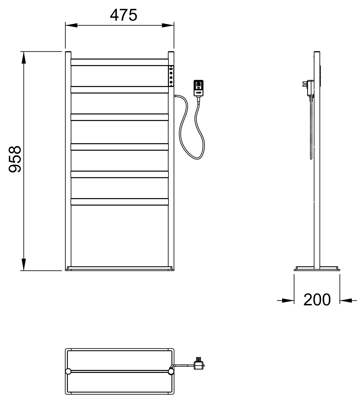 Полотенцесушитель электрический напольный wonzon & woghand essen, темный графит (ww-a406-gm)