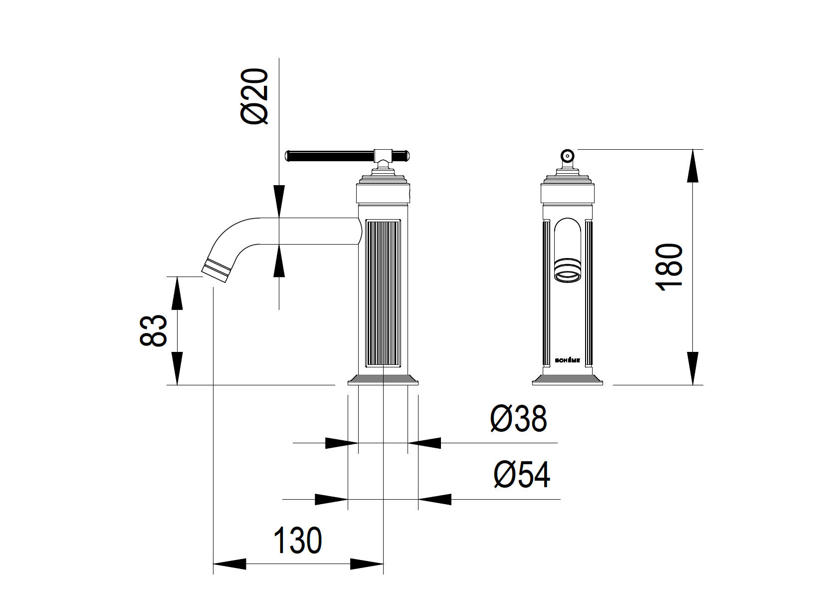 Смеситель для умывальника boheme eterna matt gold