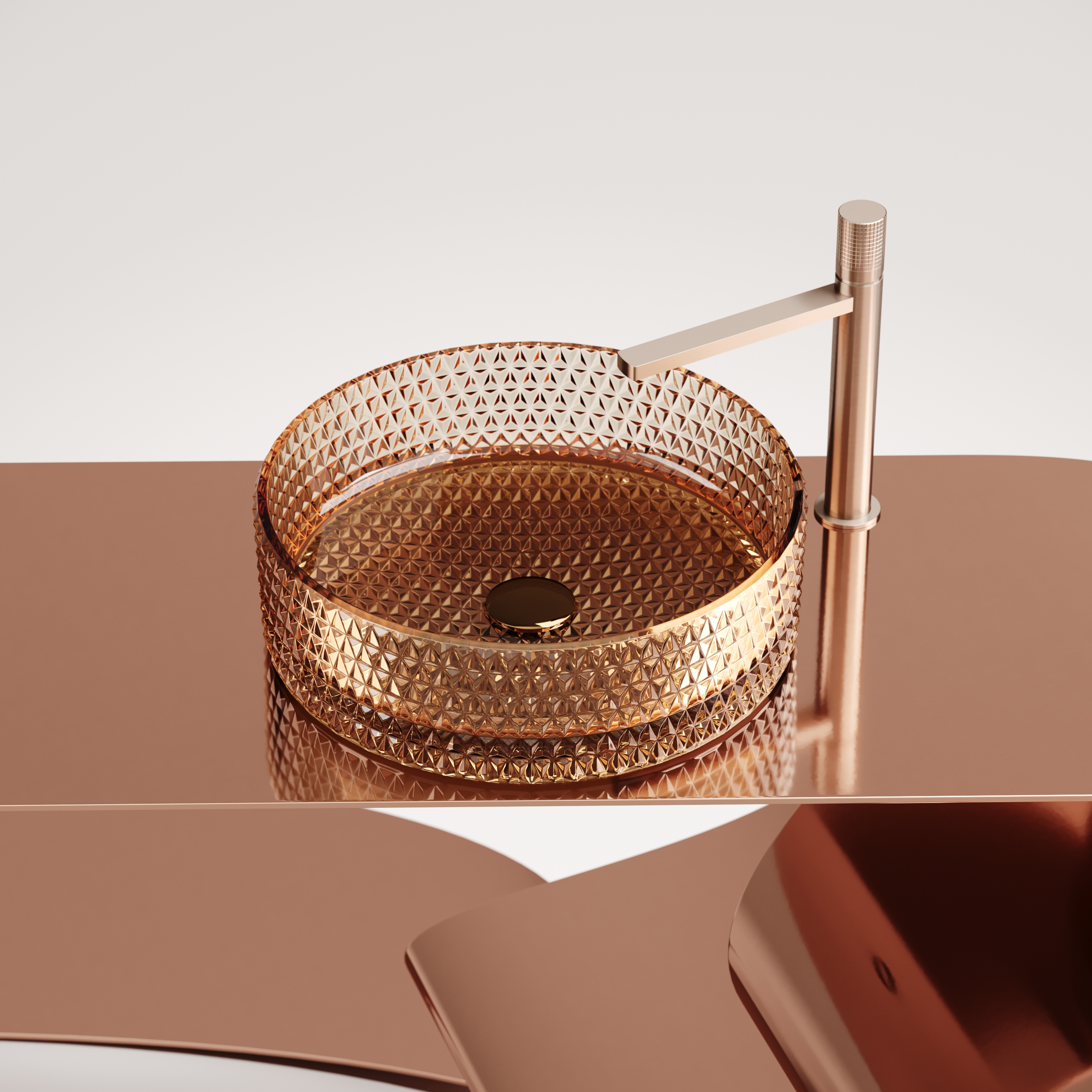 Умывальник чаша накладная круглая (цвет бежевый) cristal 360x360x112мм