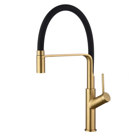 Смеситель для кухни с гибким изливом imex sena gce022/oc brushed gold pvd