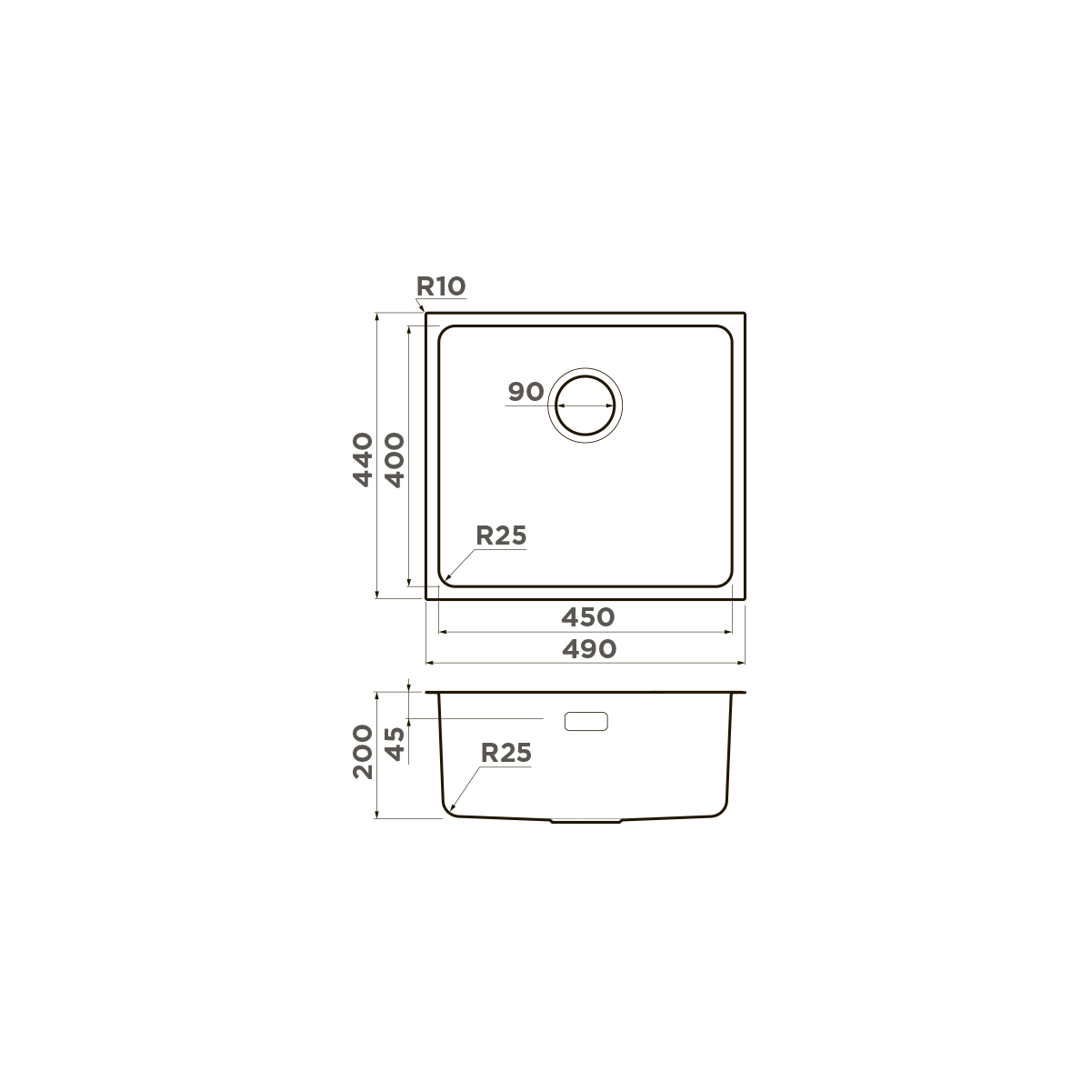 Кухонная мойка omoikiri tadzava 49-u/i-lg нерж. сталь/светлое золото 490 x 440 x 200