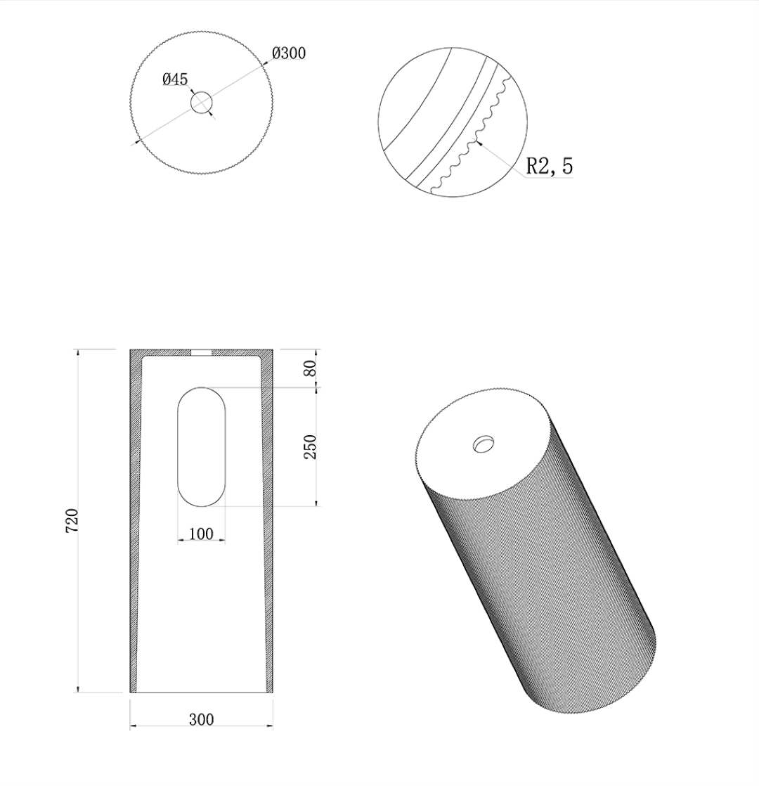 Раковина накладная рифленая с пьедесталом SOLE Corian 400*130 Calacatta
