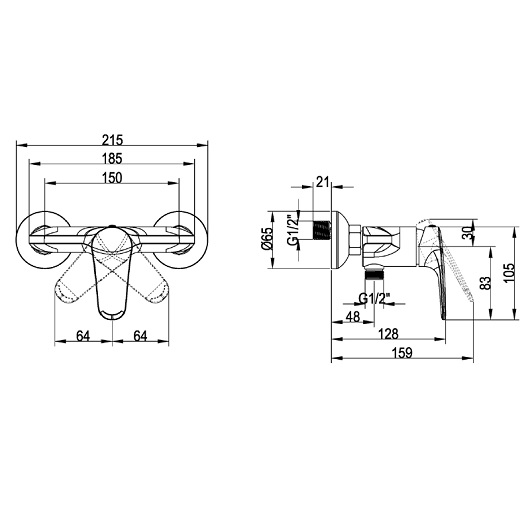 TVS10530111061 O Novo Start Смеситель для душа однорычажный
