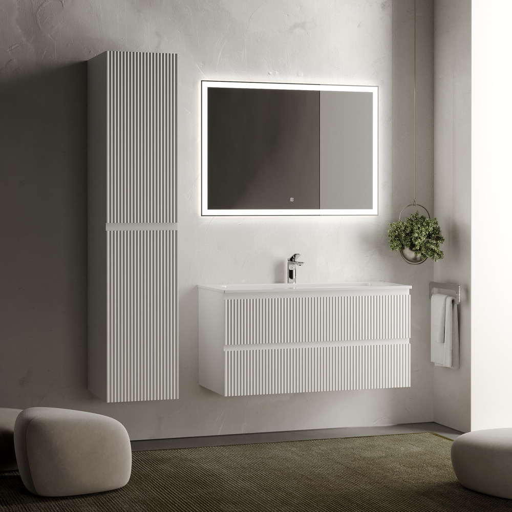 Тумба подвесная sancos snob r 995х445х500, c двумя ящиками оснащенными доводчиками, bianco, арт.snr100w