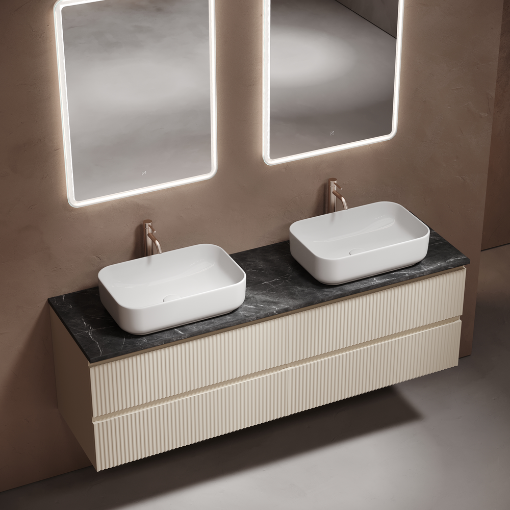 Столешница для ванной комнаты из керамогранита sancos black sky 1600х460 c отверстием под смеситель, арт.tt160a1x
