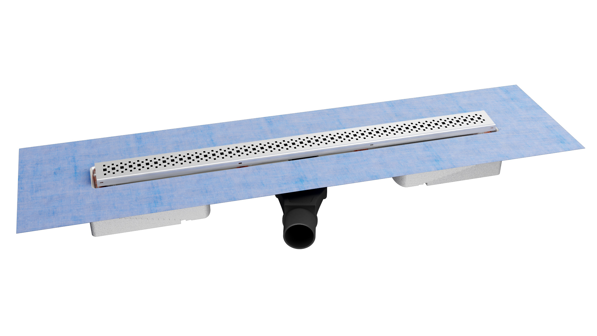 Желоб berges водосток c1 brise 400, матовый хром, s-сифон d50 h60 боковой