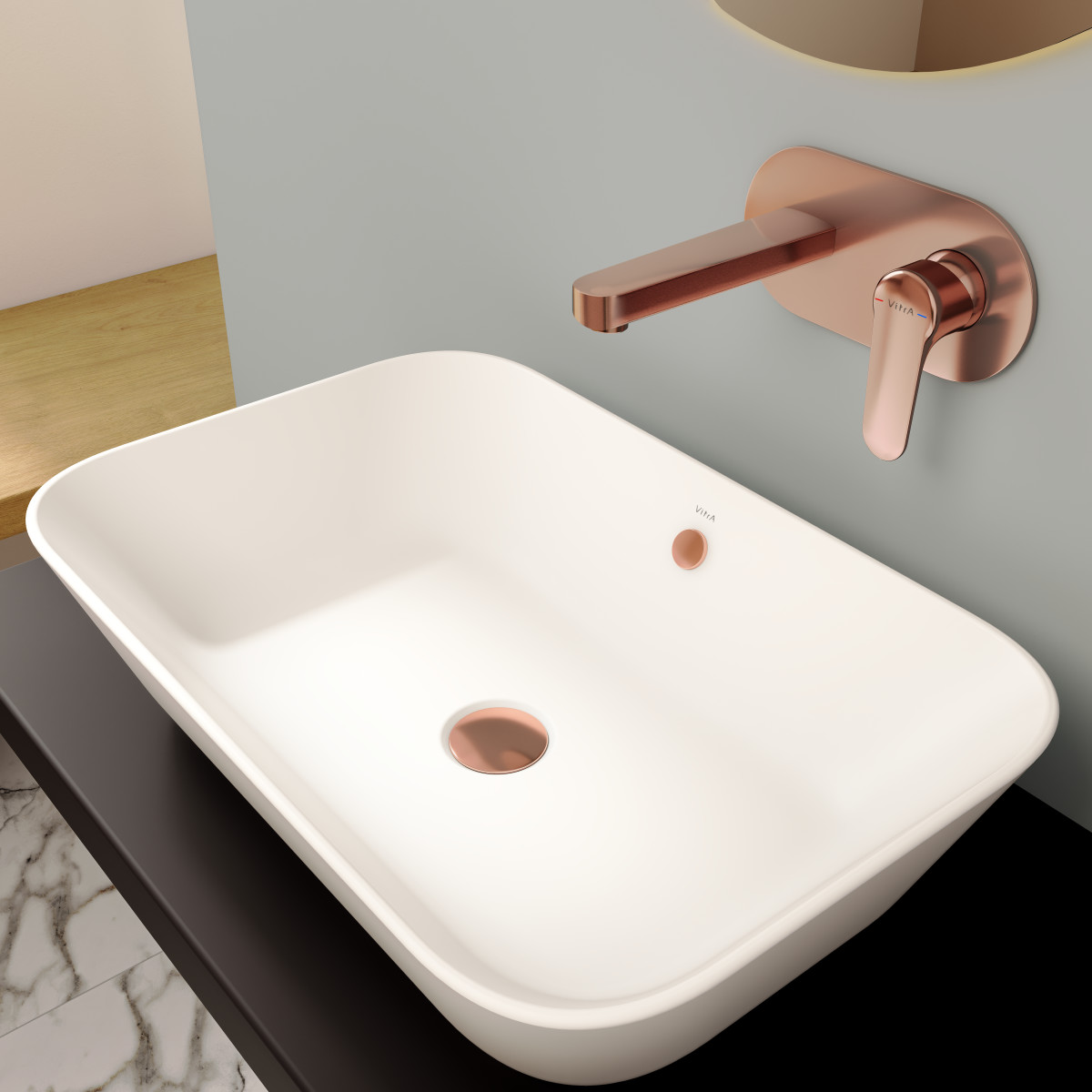 Раковина чаша VitrA Geo 7425B003-0012 60 x 39 см накладная белая антибактериальное покрытие Hygiene