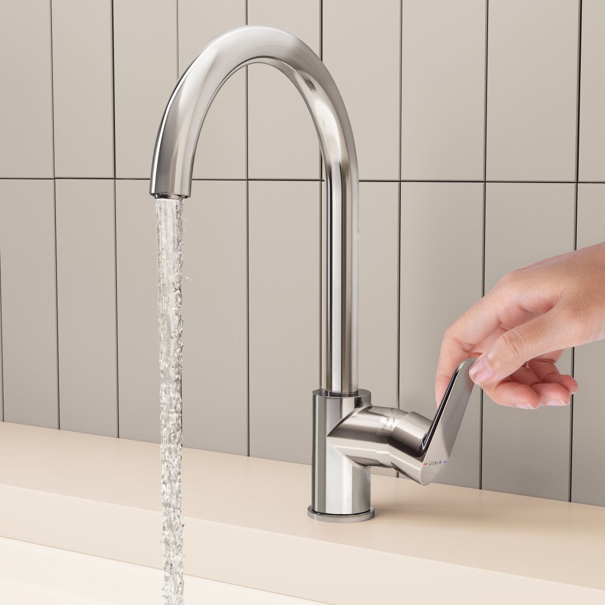 Смеситель для кухни VitrA Flow Soft A43419EXP с поворотным изливом однорычажный хром латунь