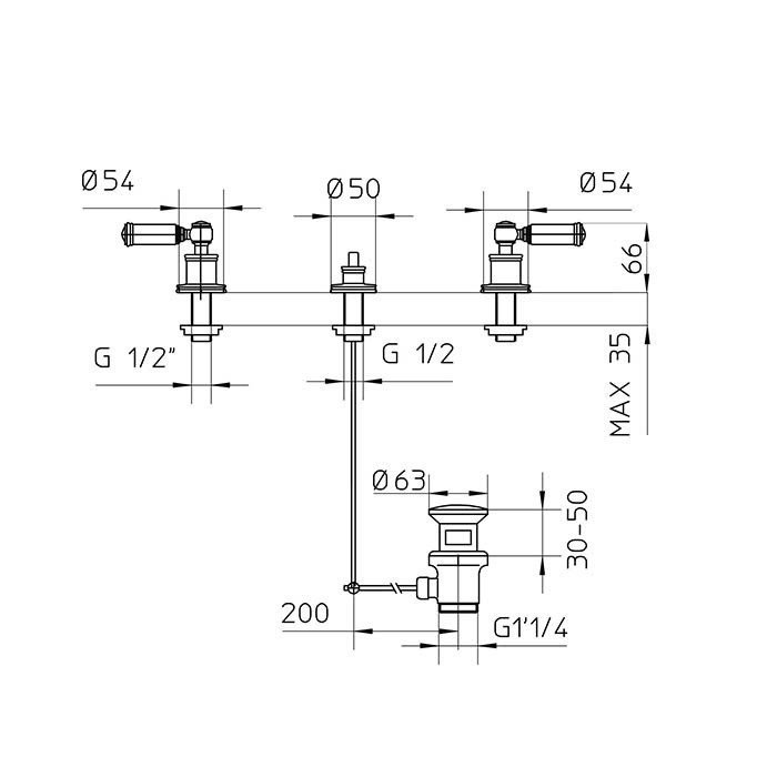 Bossini liberty z001403.022 смеситель для биде бронза