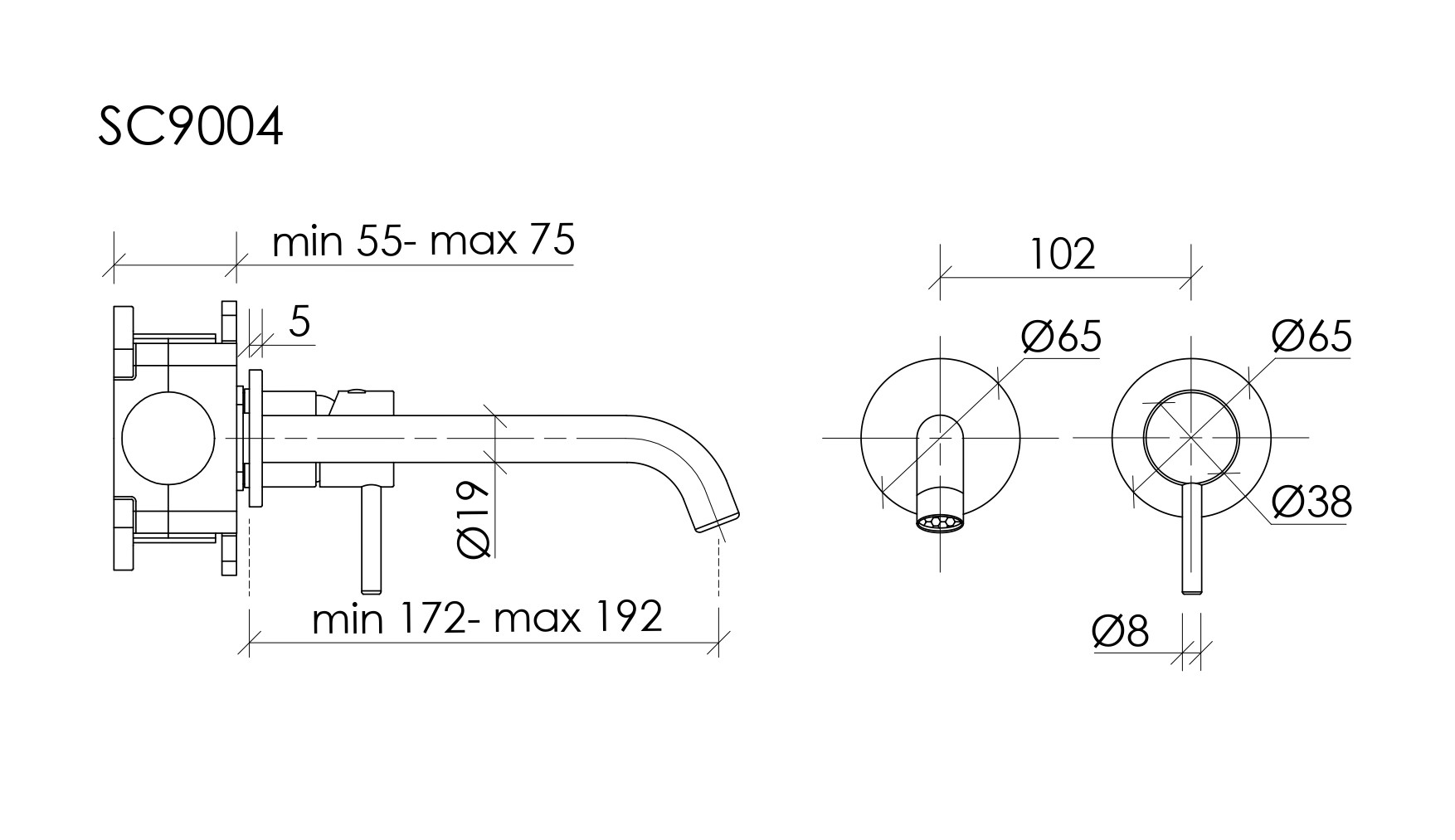 Смеситель для раковины SANCOS Etna с внутренней частью, брашированный никель, PVD покрытие, арт. SC9004BN