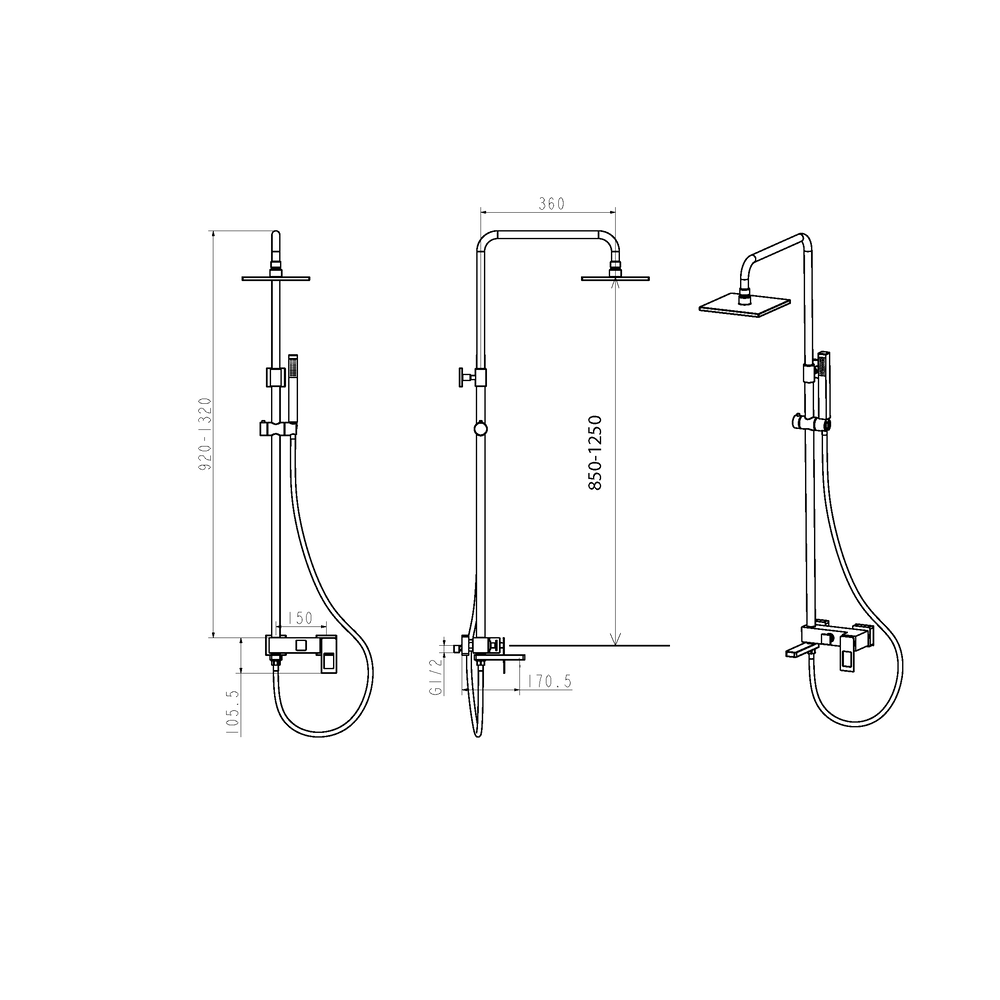 Стойка для душа Q WhiteChrome.2_Комплект