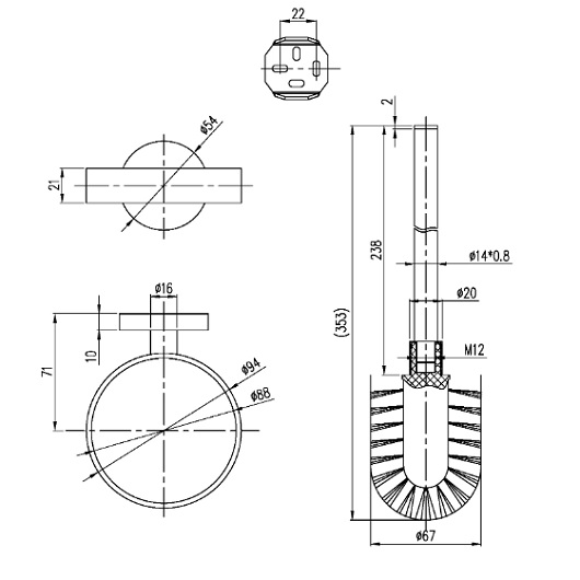 Elements – Tender Комплект для туалетного ершика, 94 x 118 x 353 mm, Хром