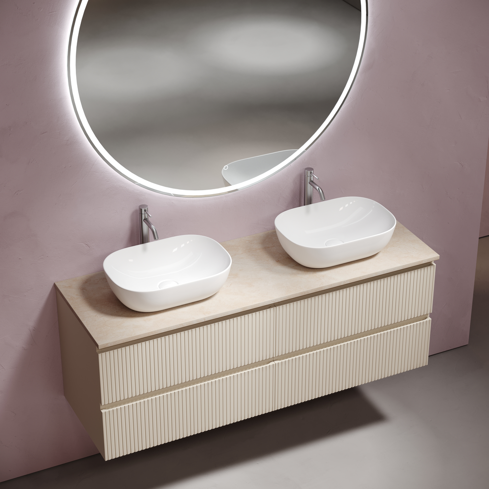 Столешница для ванной комнаты из керамогранита sancos kreman 1400х460 c отверстием под смеситель, арт.tt140a2x