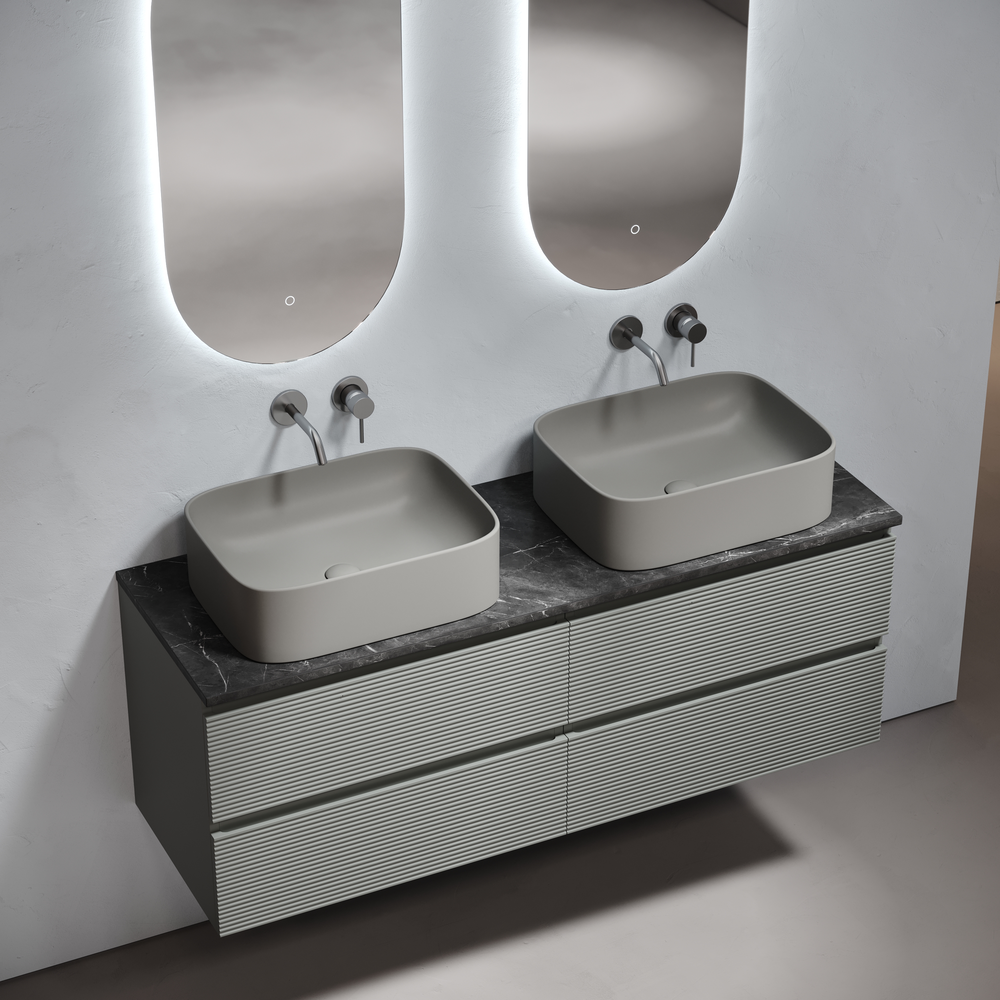 Столешница для ванной комнаты из керамогранита sancos black sky 1400х460 без отверстия под смеситель, арт.tt140a1