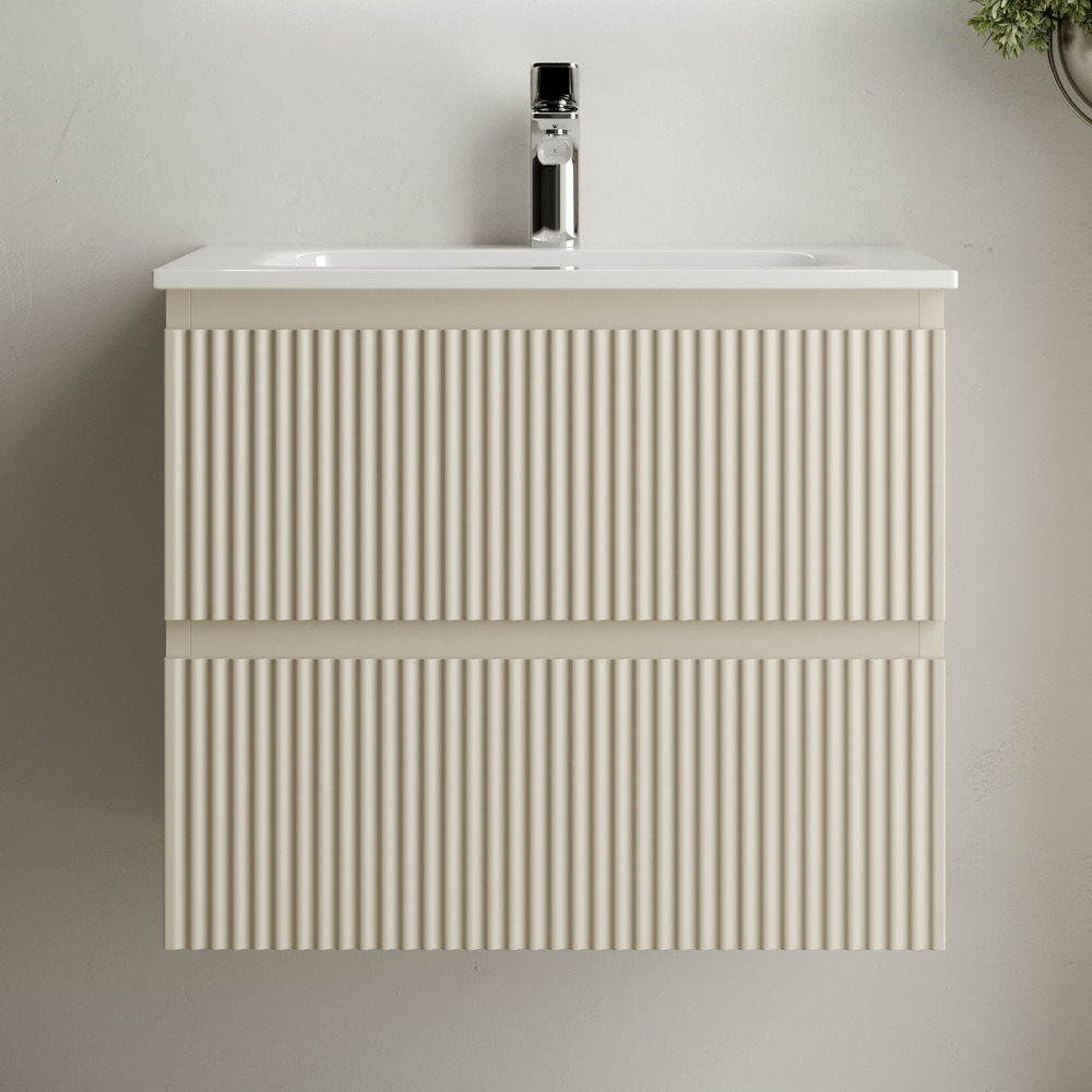 Тумба подвесная sancos snob r 590х445х500, c двумя ящиками оснащенными доводчиками, beige soft , арт.snr60ce