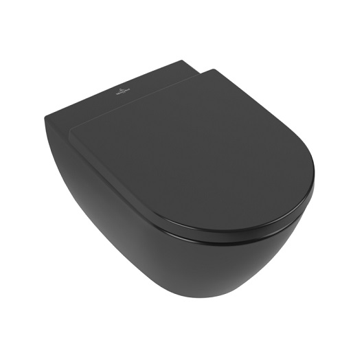 Унитаз, Villeroy&Boch, Subway 2.0, подвесной, шгв 370*560*365, CeramicPlus/AntiBac, цвет-Pure Black