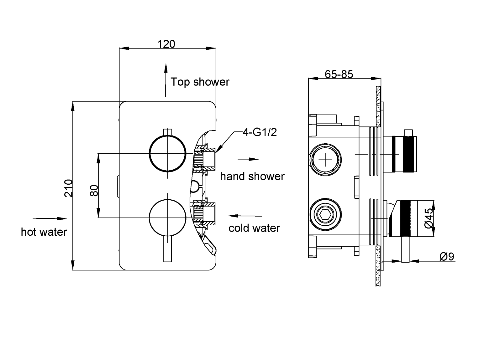 Смеситель встроенный однорычажный 2-х проходной cell bronze