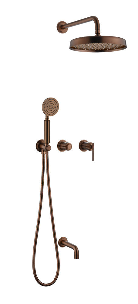 Смеситель встроенный + верхний + ручной душ + излив, boheme eterna brushed bronze