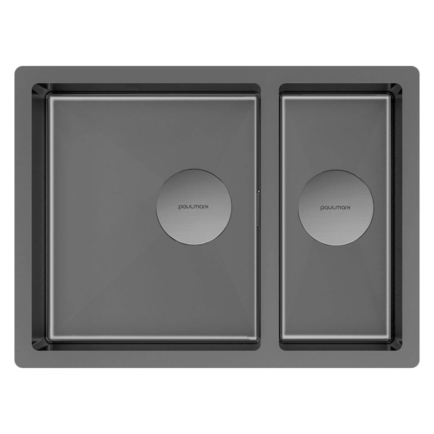 Мойка нерж. сталь next 58/2s uni, pm225844-gm, вороненая сталь, pvd, 580х440мм, paulmark