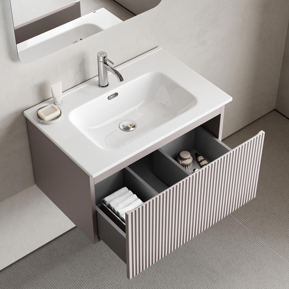 Тумба подвесная SANCOS Snob R 1.0 690х445х406, c одним ящиком оснащенным доводчиками Doha Soft, арт. SNR1.070SM