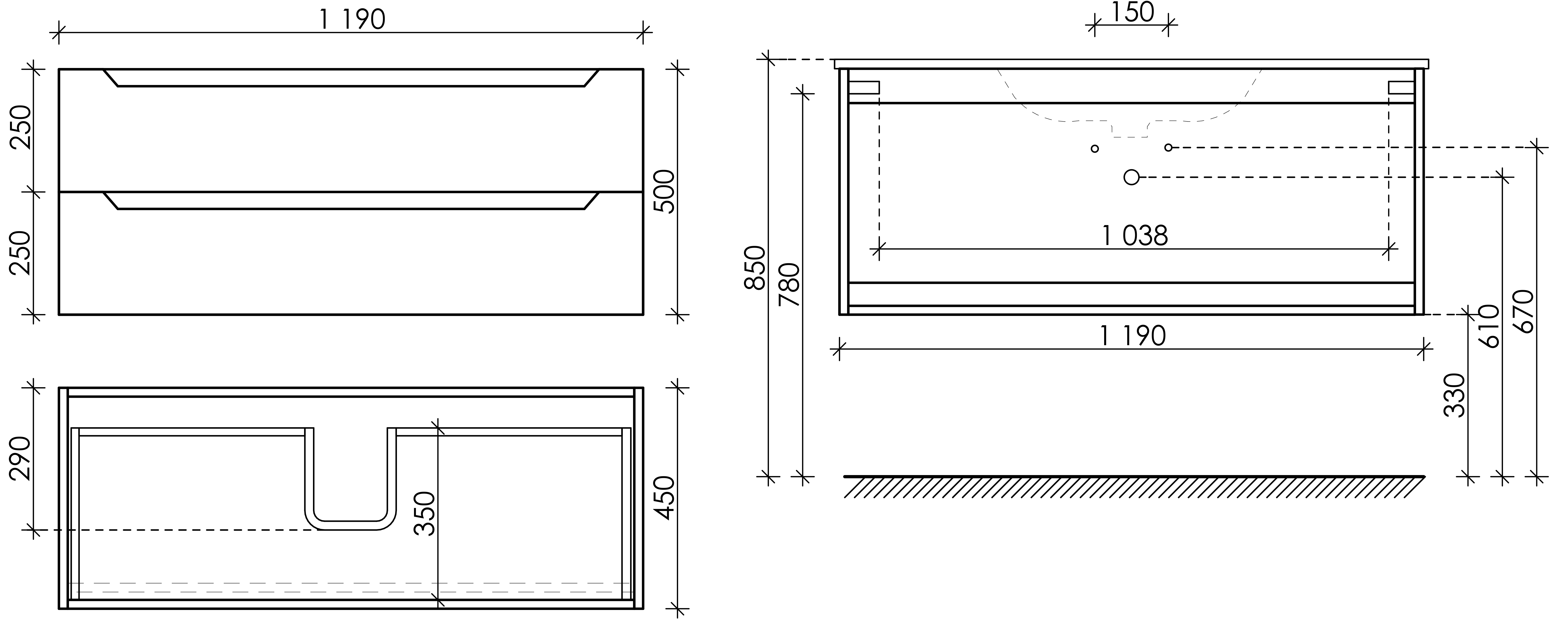 Тумба подвесная sancos norma 2.0 1190х450х500, c двумя ящиками оснащенными доводчиками, белый глянец , арт. nr2.120-1w