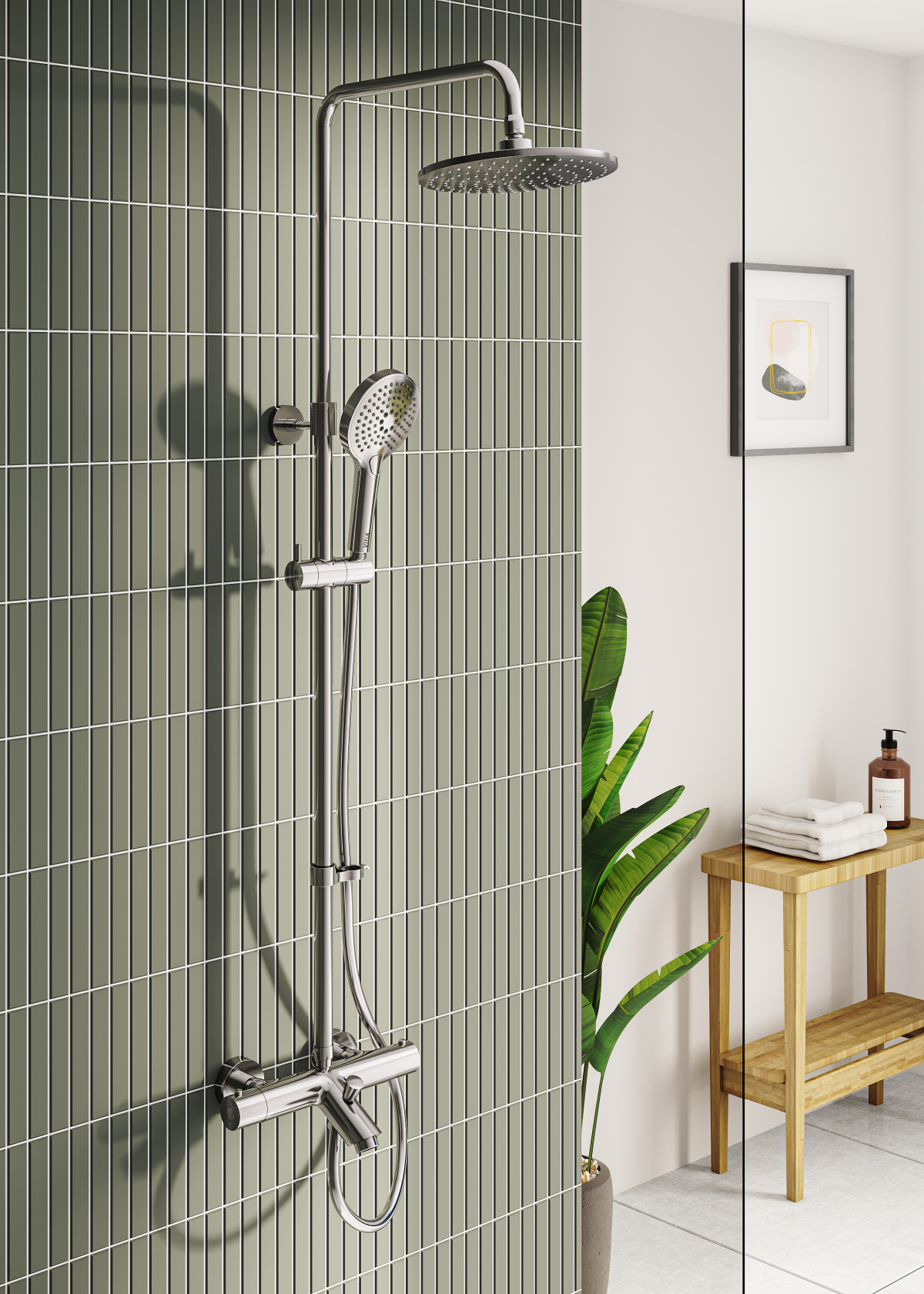 Душевая система VitrA AquaHeat A47208EXP с термостатическим смесителем и ручным душем хром латунь