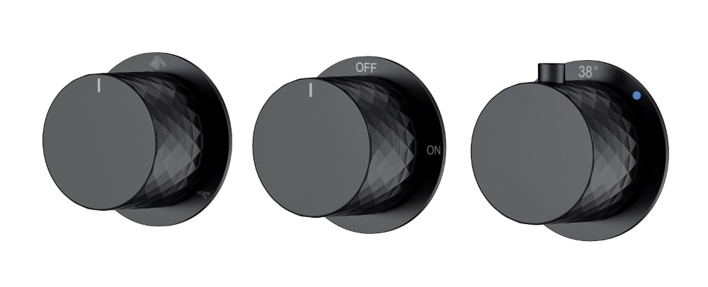 Смеситель встроенный с термостатом STICK DIAMOND MATT BLACK 3-проходной