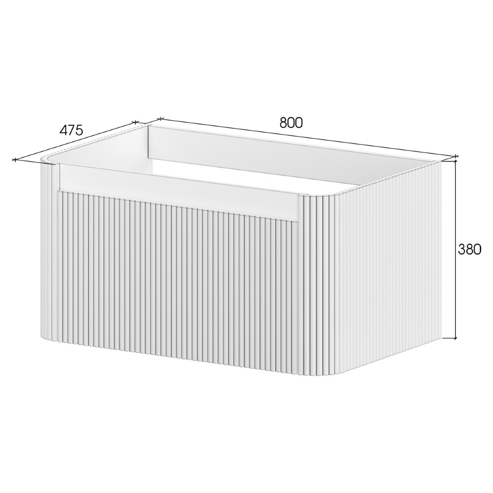 Тумба c раковиной voi рифл. 80см cashmere