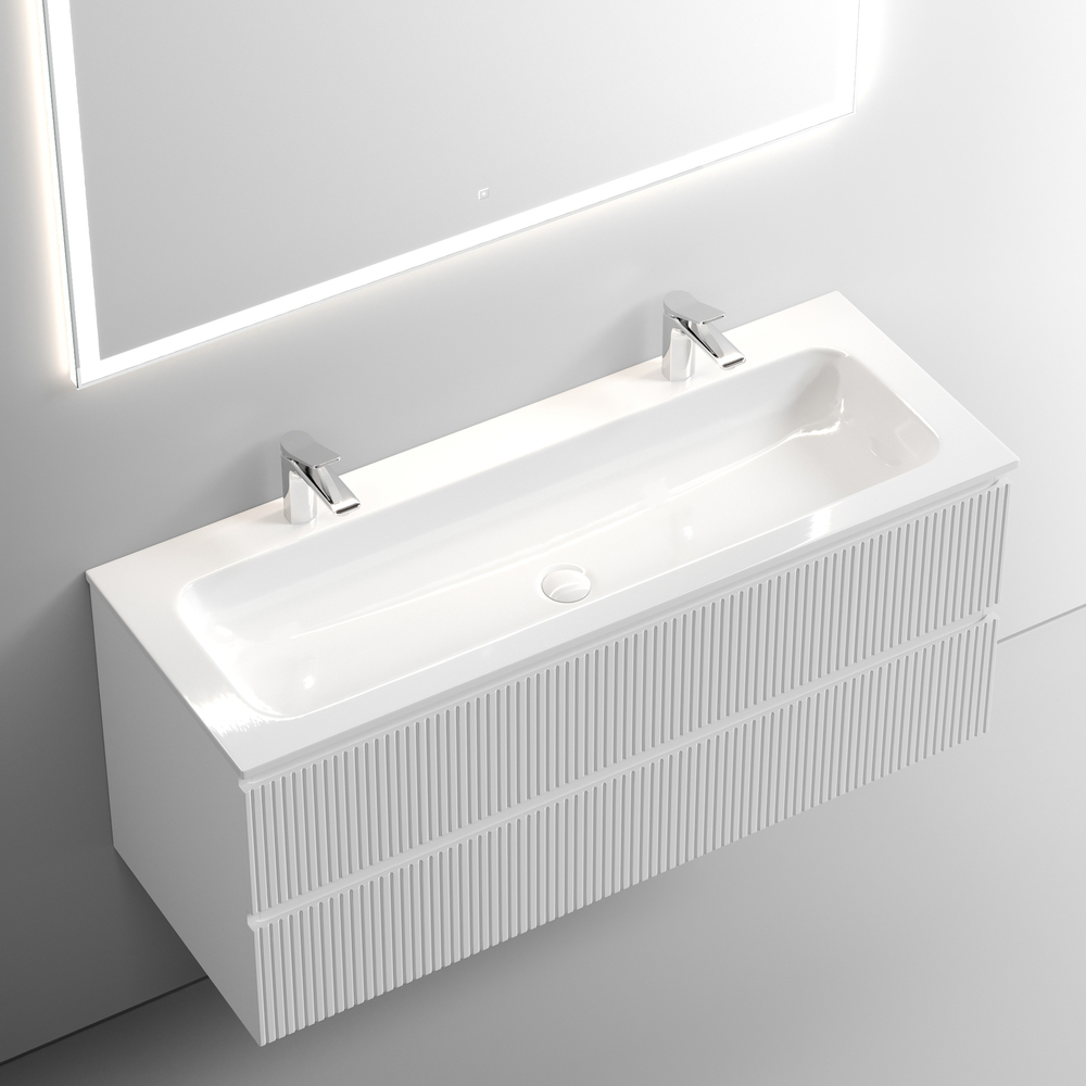 Тумба подвесная sancos snob t 1195х445х500, c двумя ящиками оснащенными доводчиками, bianco, арт.snt120w