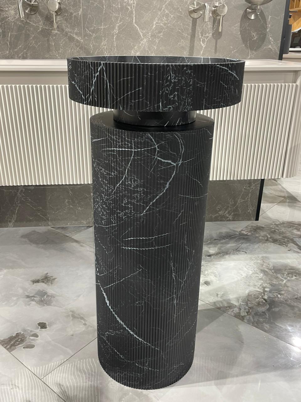 Пьедестал для раковины рифленый boheme sole corian 300*720 nero marquina