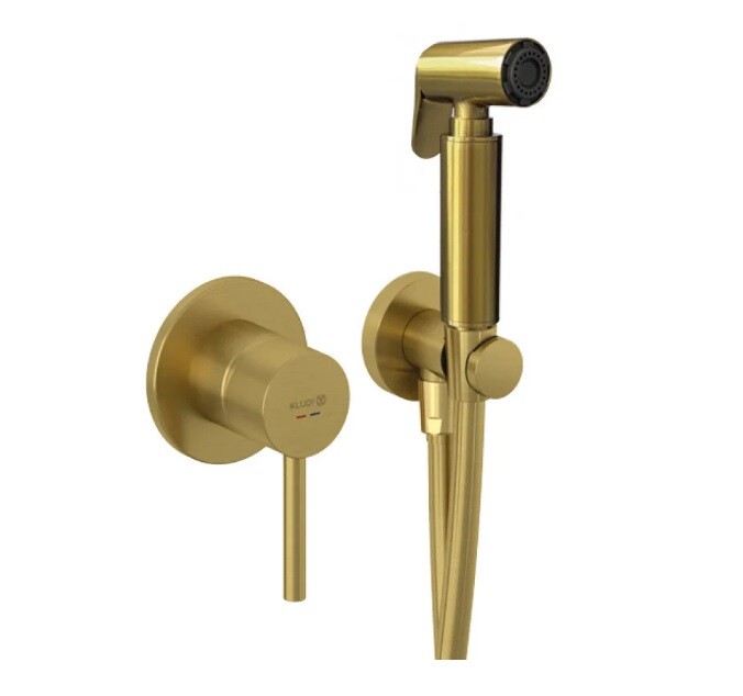 Гигиенический набор для душа kludi bozz золото брашированное 38998n076 kludi