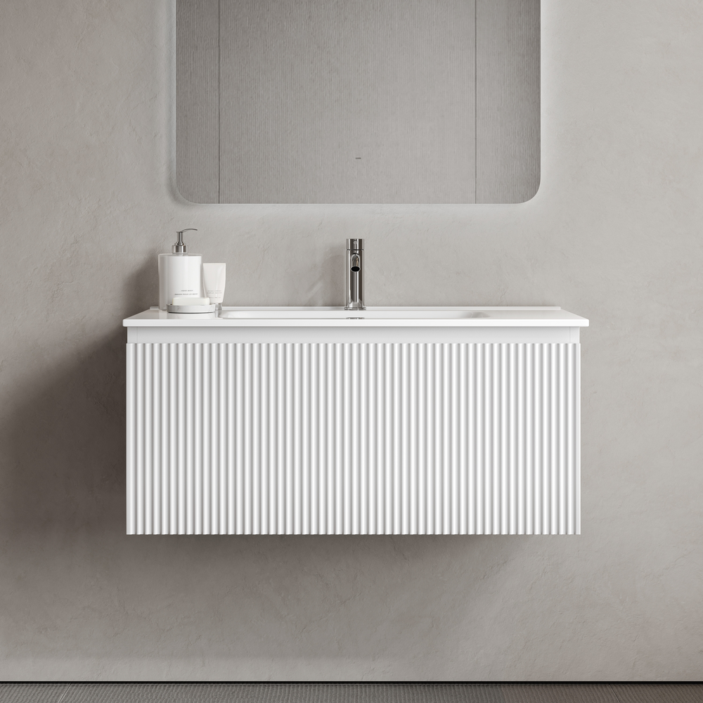 Тумба подвесная SANCOS Snob R 1.0 890х445х406, c одним ящиком оснащенным доводчиками, Bianco , арт.SNR1.090W
