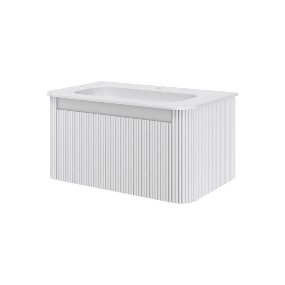 Тумба c раковиной voi рифл. 80см matt white