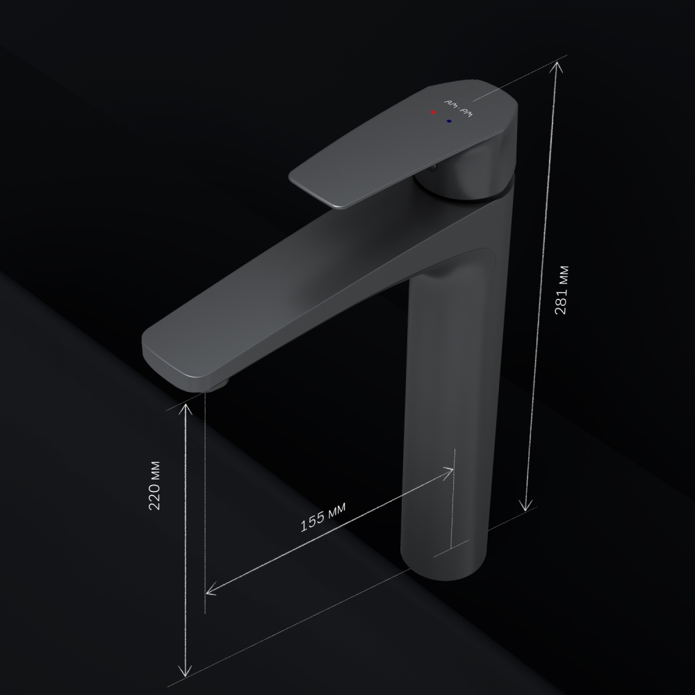 F90A92022 Gem, смеситель для умывальника высокий, черный, шт.