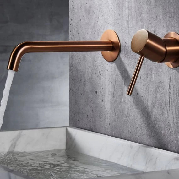 Смеситель для раковины настенный скрытая часть в комплекте imex monza glm039/orc brushed rose gold pvd