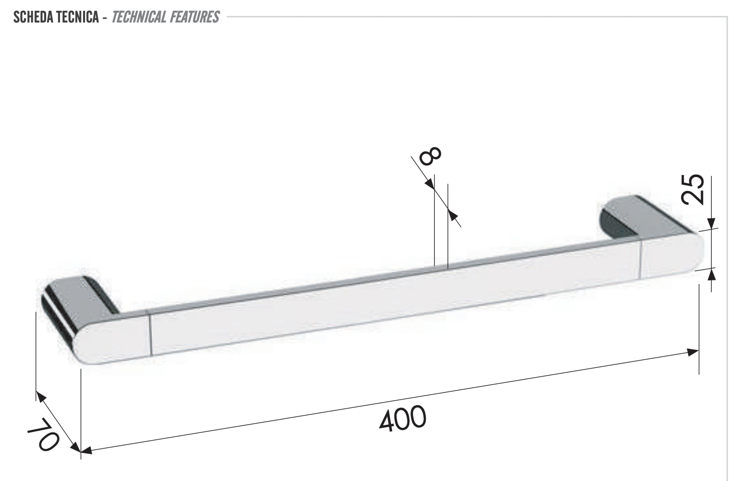 Полотенцедержатель 40 см remer lounge ln40xv, сталь
