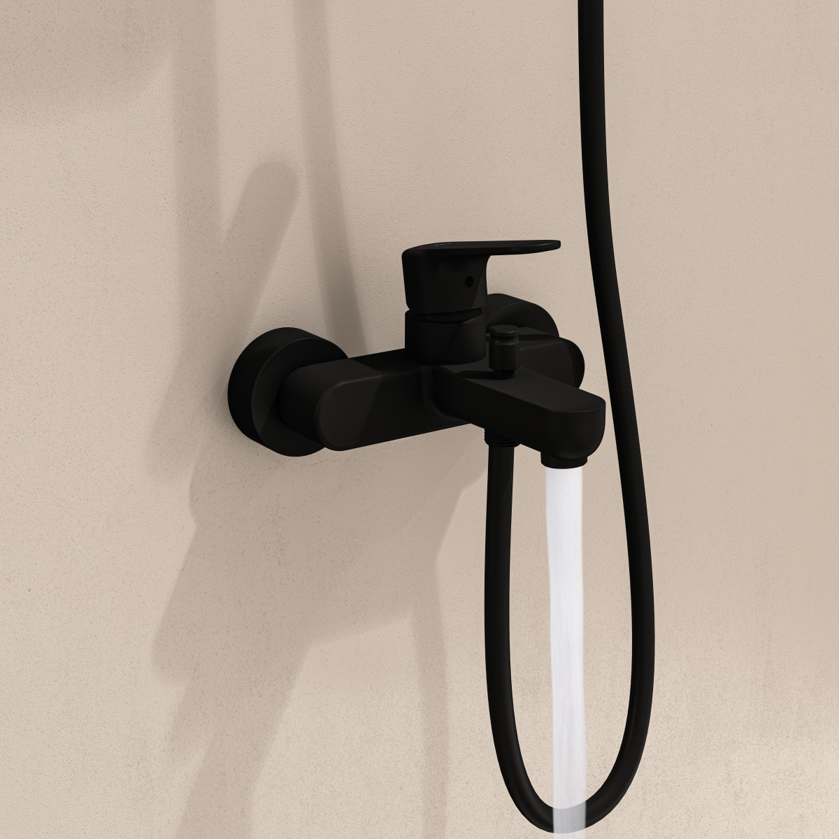 Смеситель настенный VitrA Root Round A4272536EXP для ванны однорычажный матовый черный латунь