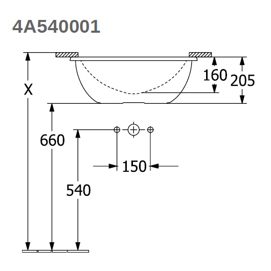 Loop & Friends Раковина для установки под столешницу (овальная), 485 x 325 x 215 mm, Альпийский белый, с переливом (замена 61612001)