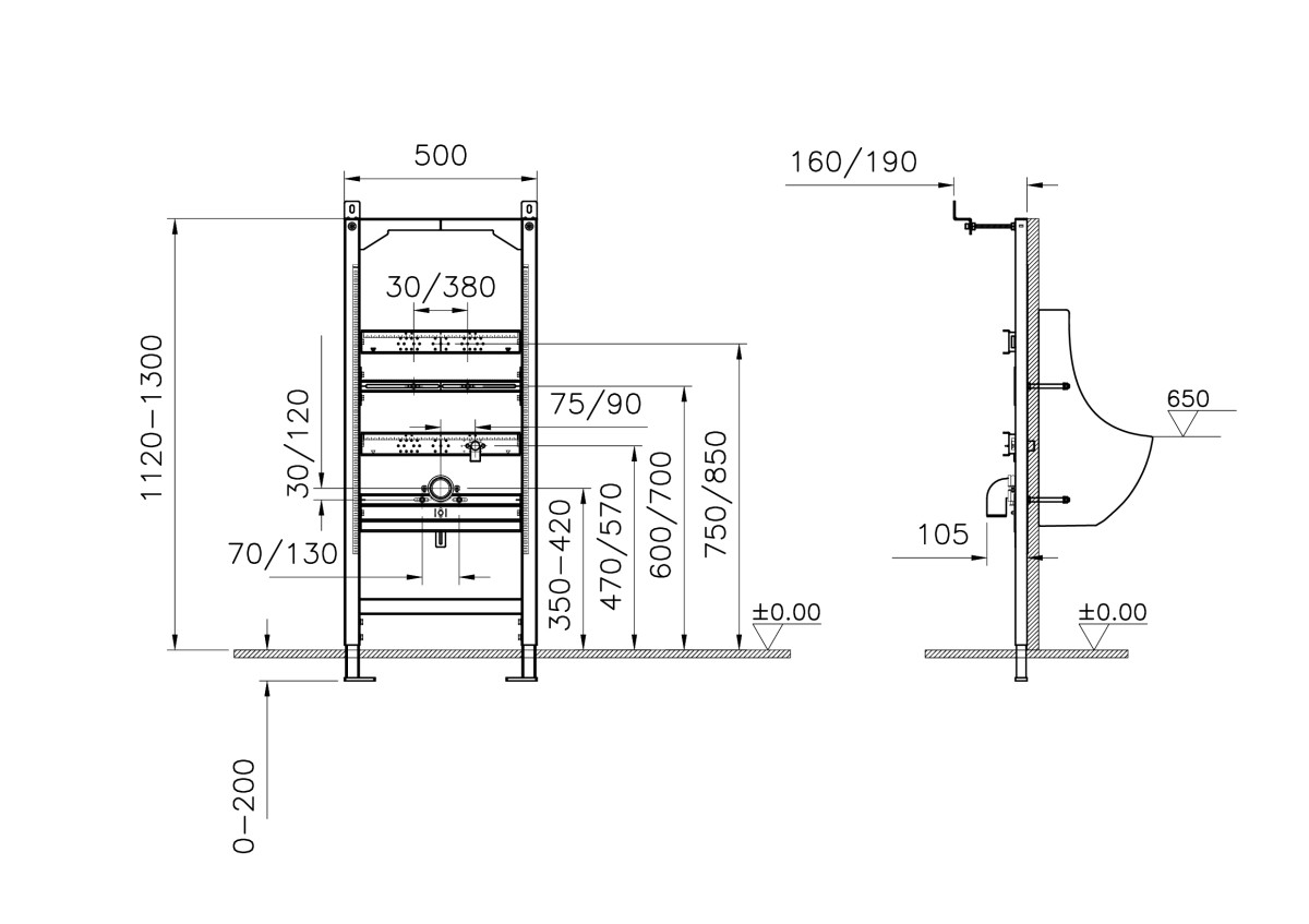 Рама скрытого монтажа для писсуара VitrA 880-3800