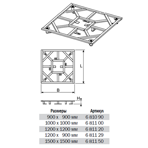 Tece монтажная рама для трапа, 1000х1000 мм