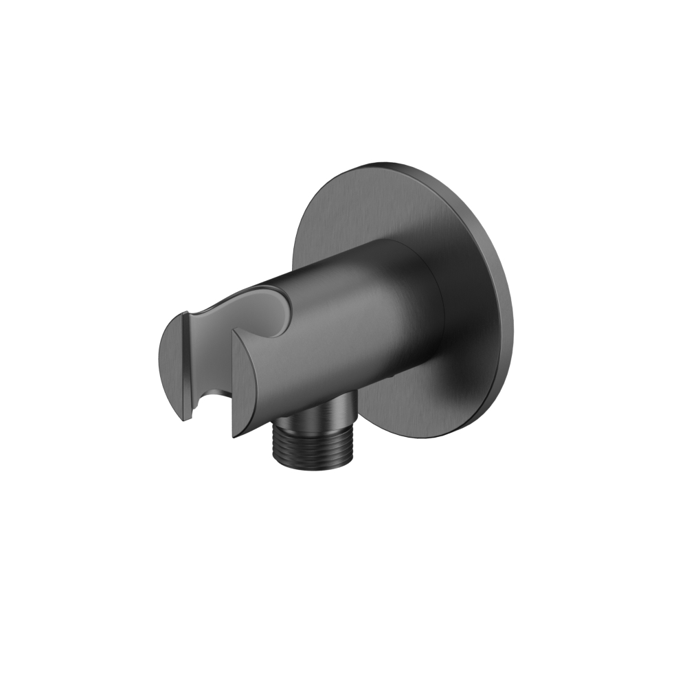 Угловой соединительный элемент с держателем лейки whitecross y1015gm (оружейная сталь)