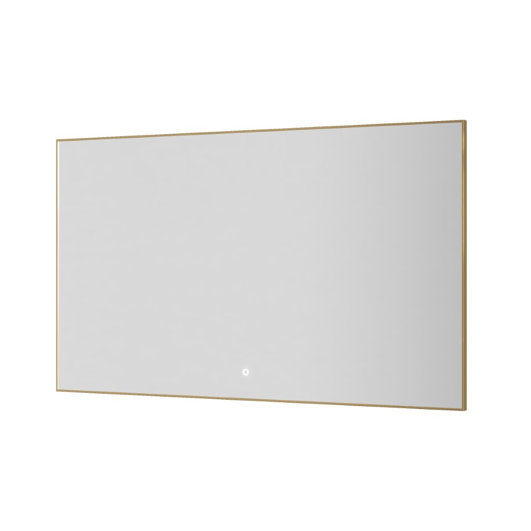 Прямоугольное зеркало , мет. рама, подсв., сенсор, антизапотевание, 120*70 gold