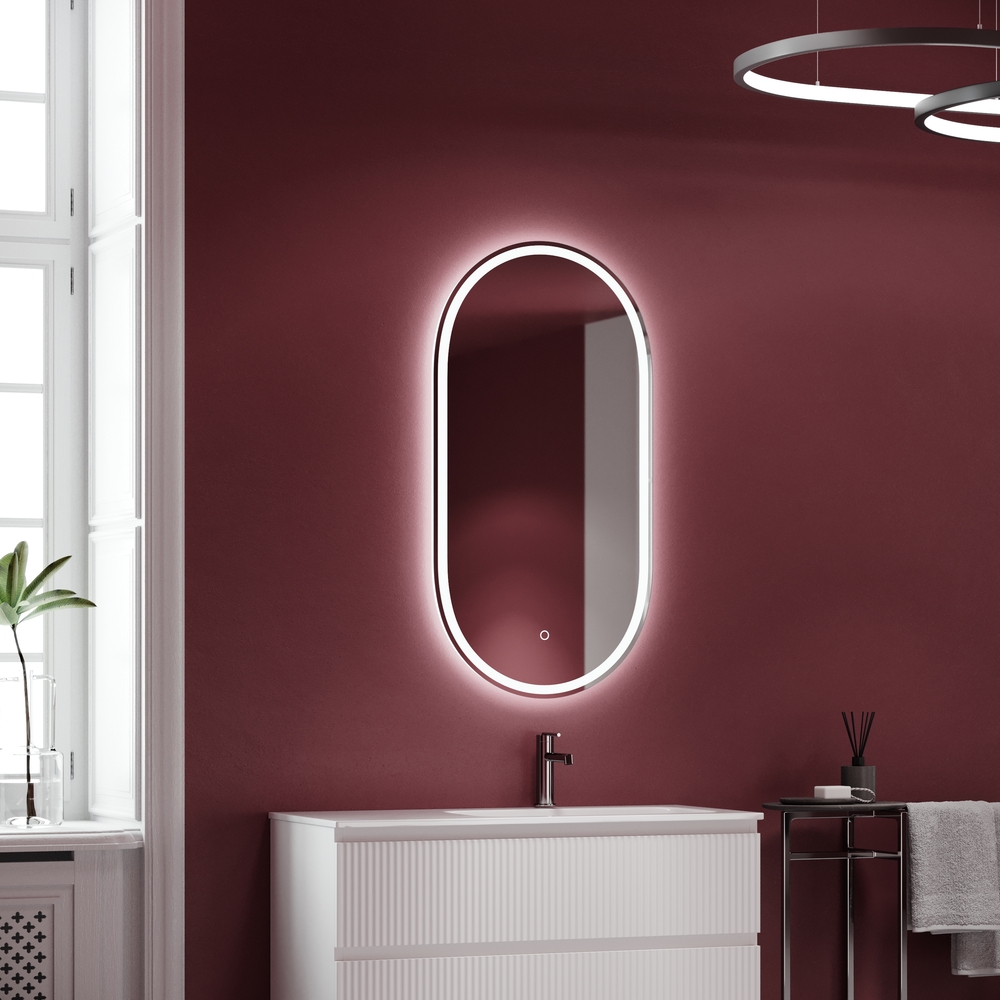 Зеркало для ванной комнаты sancos oval, фронтальная подсветка 550х1050 с сенсорным управлением на прикосновение, арт. ov55f